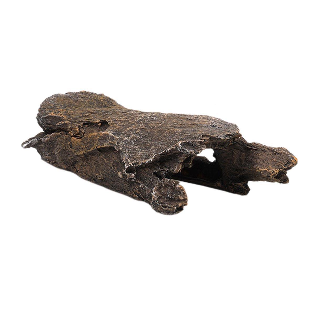 Tree Log Hide Ornament Trunk Tunnel Fish Reptile Tank Resin Aquarium Decoration - Small