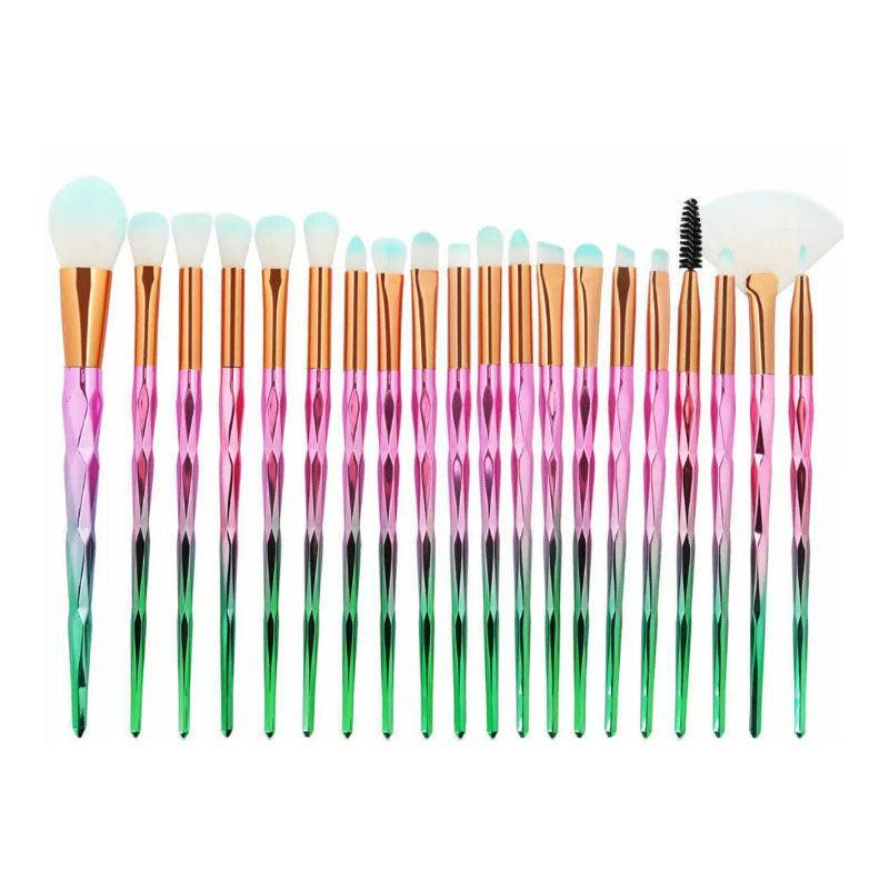 20 Pcs Eye Make-Up Brushes Diamond Unicorn Eyeshadow Eyebrow Blending Brush Set - Transparent
