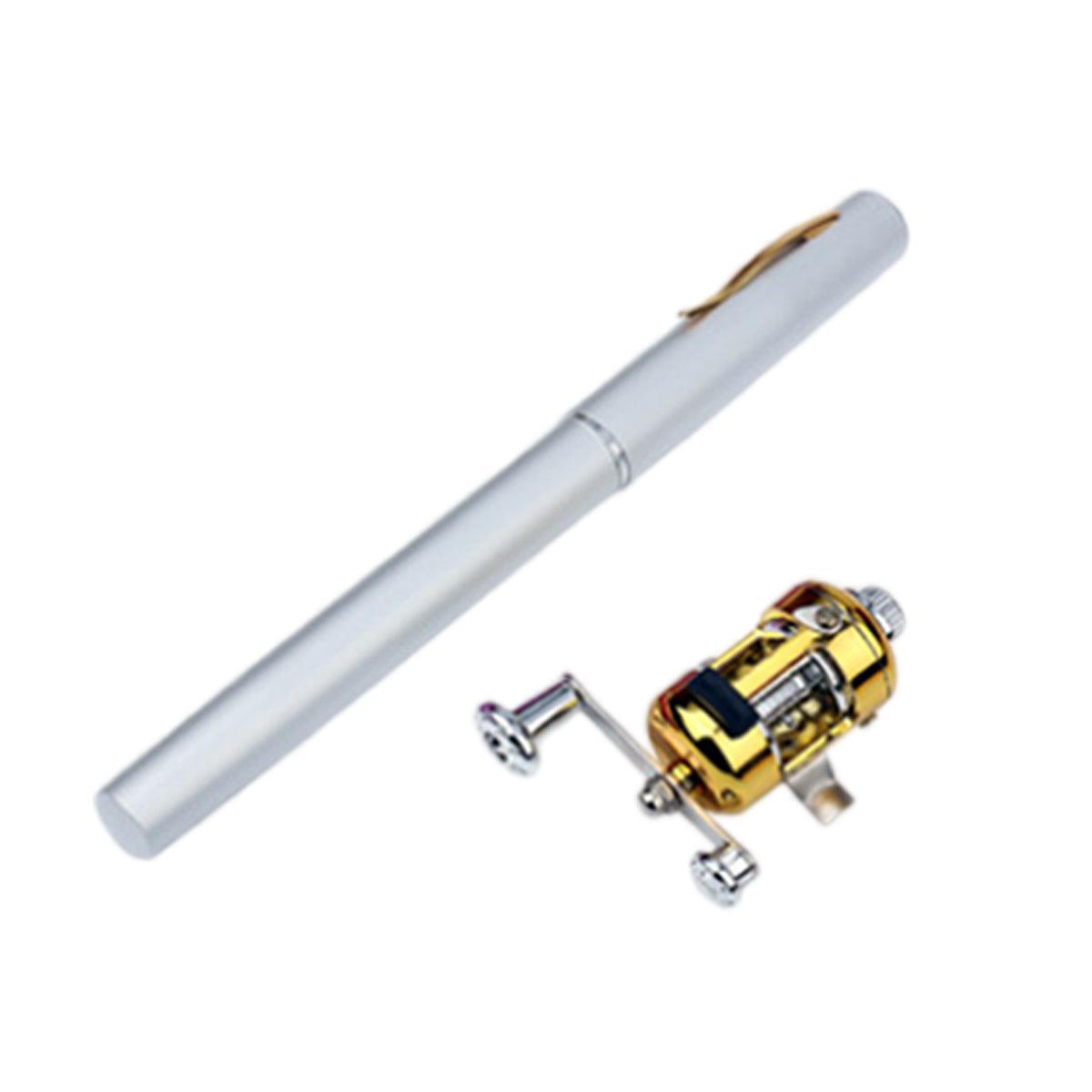 Mini Pen Fishing Rod Pocket Size Portable Telescopic Travel Fishing Pole Tool - Silver - Factory Direct Shop