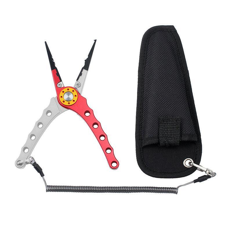 Aluminium Fishing Pliers Hook Removal Line Cutting Mono Braid Fish Grip Au Stock - Red+Silver