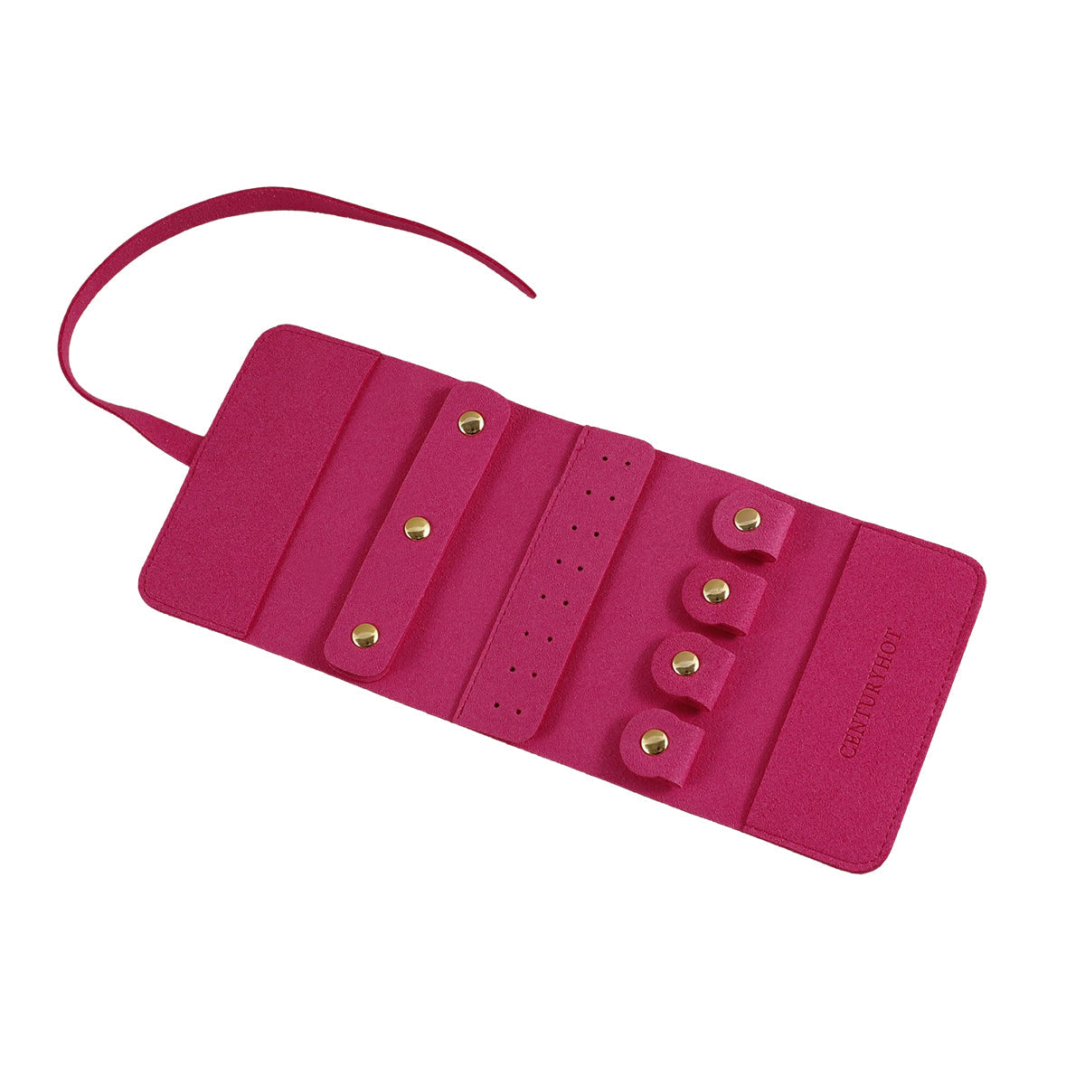 Portable Microfiber Jewelry Storage Bag Roll Organizer for Earrings Necklaces - Beige