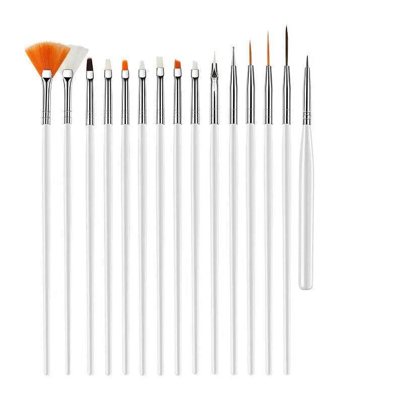 Nail Art Design Brushes Dotting Pen Tool Set Painting Uv Gel Drawing Brush 15Pcs - Black