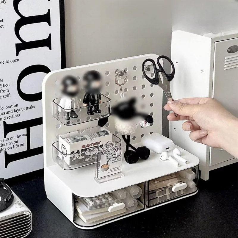 Desktop Storage Box Drawer Organizer Hole Plate Shelf Sub Storage Solution