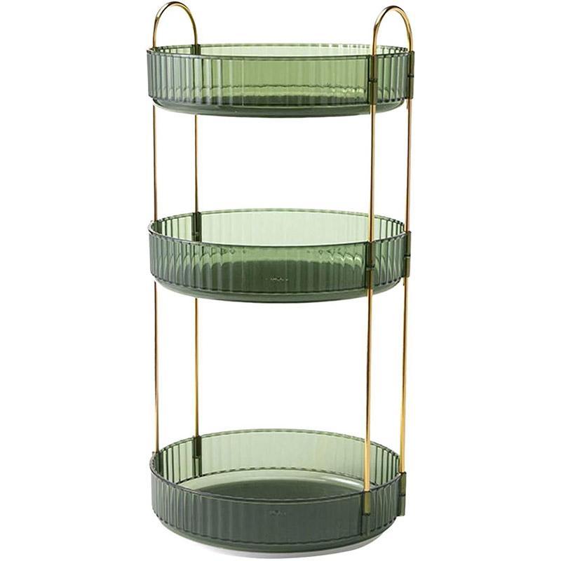 Rotating Cosmetic Organiser Home Storage Shelf Box for Makeup and Beauty Product - Green