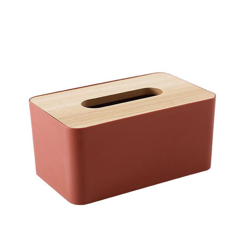 Wooden Lid Tissue Storage Box Dispenser for Napkins Desk Paper Holder Organiser - Blue - Factory Direct Shop
