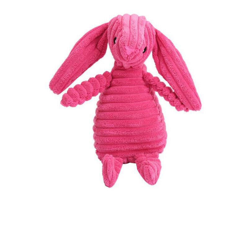 Squeaky Dog Toys Puppy Pet Chew Rope Squeaker Crinkle Rope Plush Toy Teething Au - Light Pink Rabbit