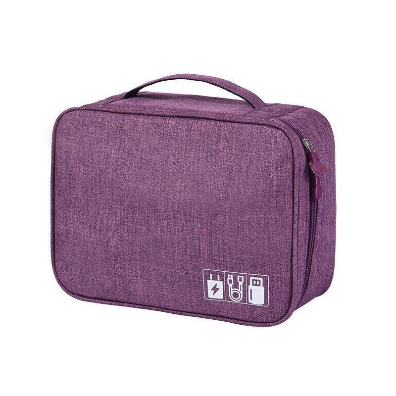 Cable Organizer Bag Charger Usb Electronic Accessories Storage Travel Case Au - Purple