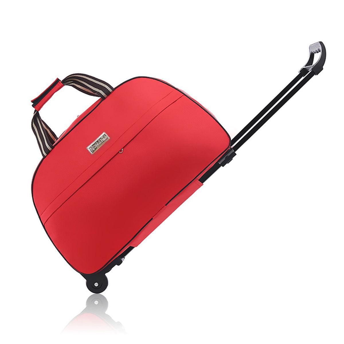 Wheeled Travel Duffle Trolley Bag Carry On Rolling Luggage Suitcase Tote Durable - Black-24in
