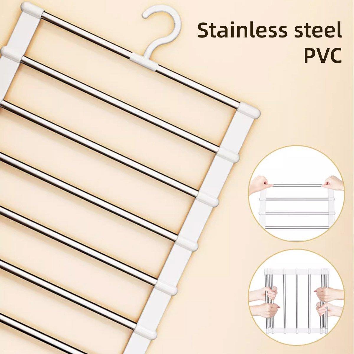 2pcs Multifunctional Folding Trouser Rack Multi Layer Storage Hanging Clothes