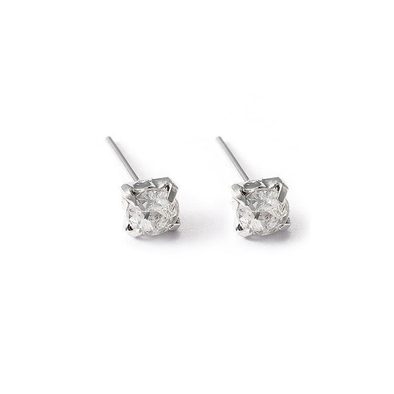 4/5mm Cushion Lab-Created Diamond Stud Earrings Women's 14K White Gold Finish - 5MM