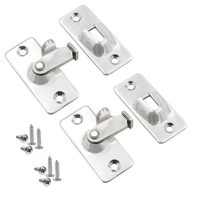 90 Degree Sliding Door Lock Hasp - Stainless Steel Corner Latch - Black-2PCS