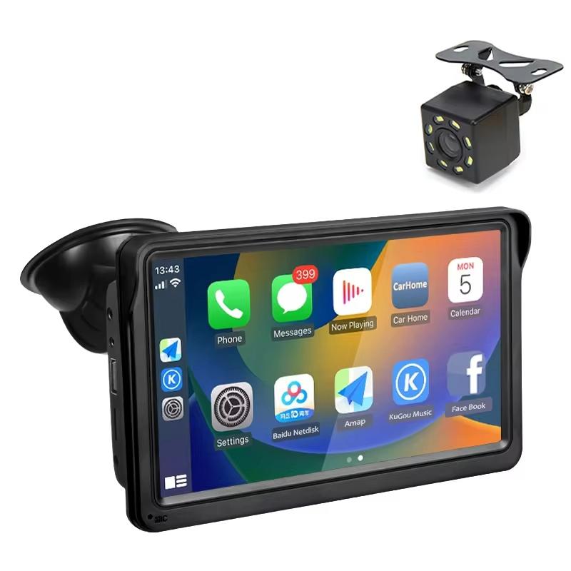 7 Inch Bluetooth 5.0 Carplay Monitor - Portable Compatible With Most Vehicles - Display