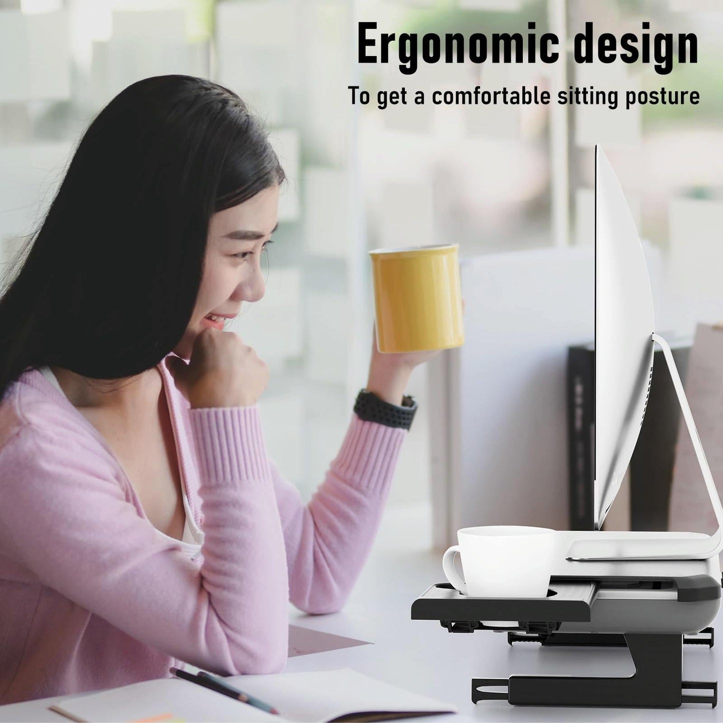 Adjustable Laptop Stand with Storage Drawer - Height Riser - Upgrade