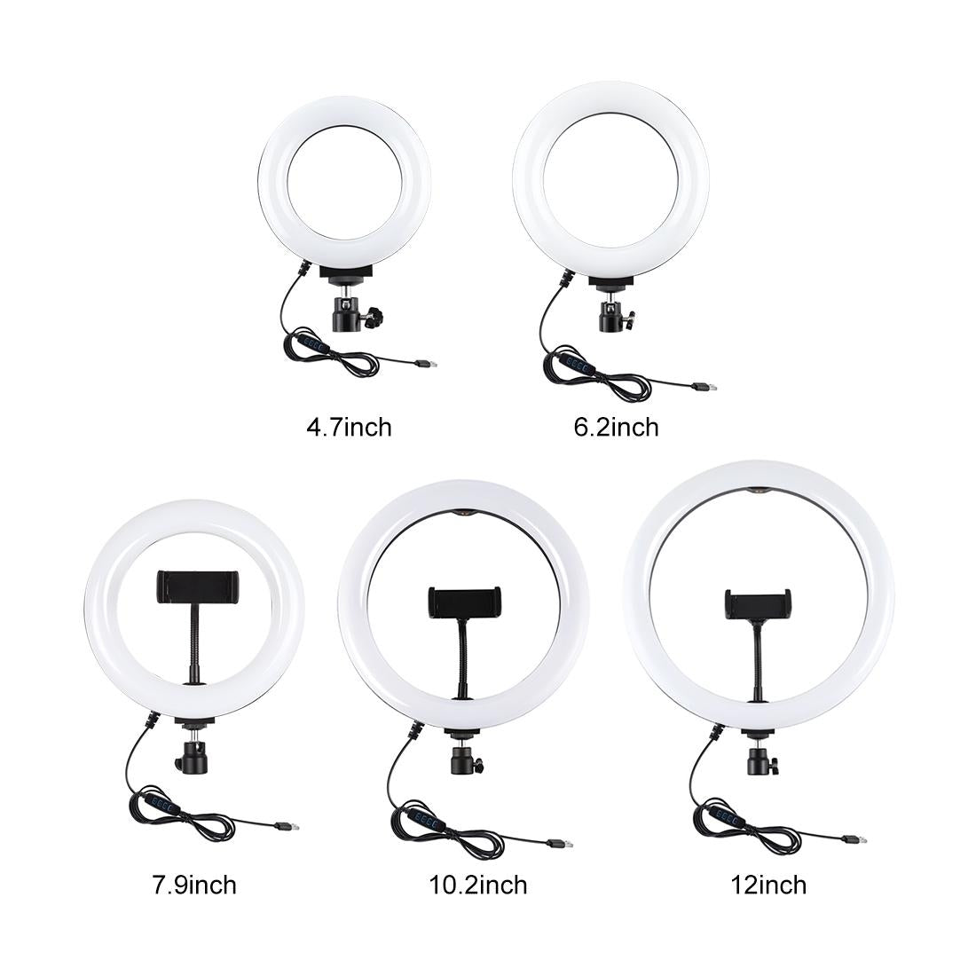 6.2 Led Ring Light with Usb 3 Modes Dimmable Desktop Tripod Cold Shoe Ball Head