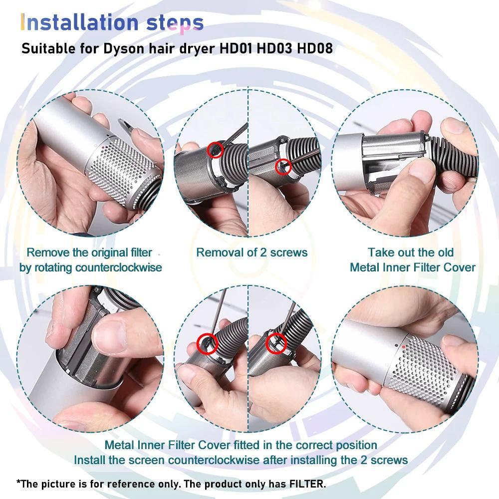 Metal Inner Filter & Screwdriver Set For Dyson Hd03 / 08 / 15 Hair Dryer