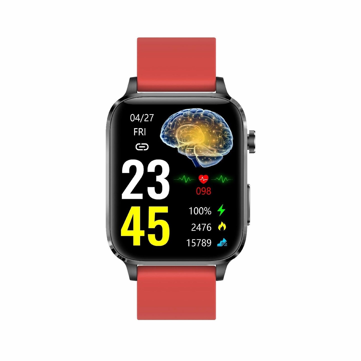 1.7 Inch Hd Square Screen Tpu Strap Smart Watch Supports Body Temperature Monitoring / Blood Oxygen Monitoring - Black