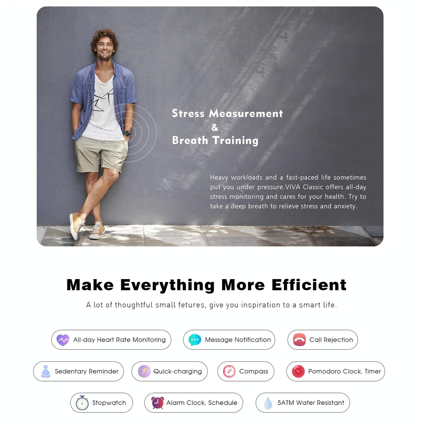 1.3 Inch Tft Smart Watch Sleep Heart Oxygen Monitoring 5Atm Waterproof Black