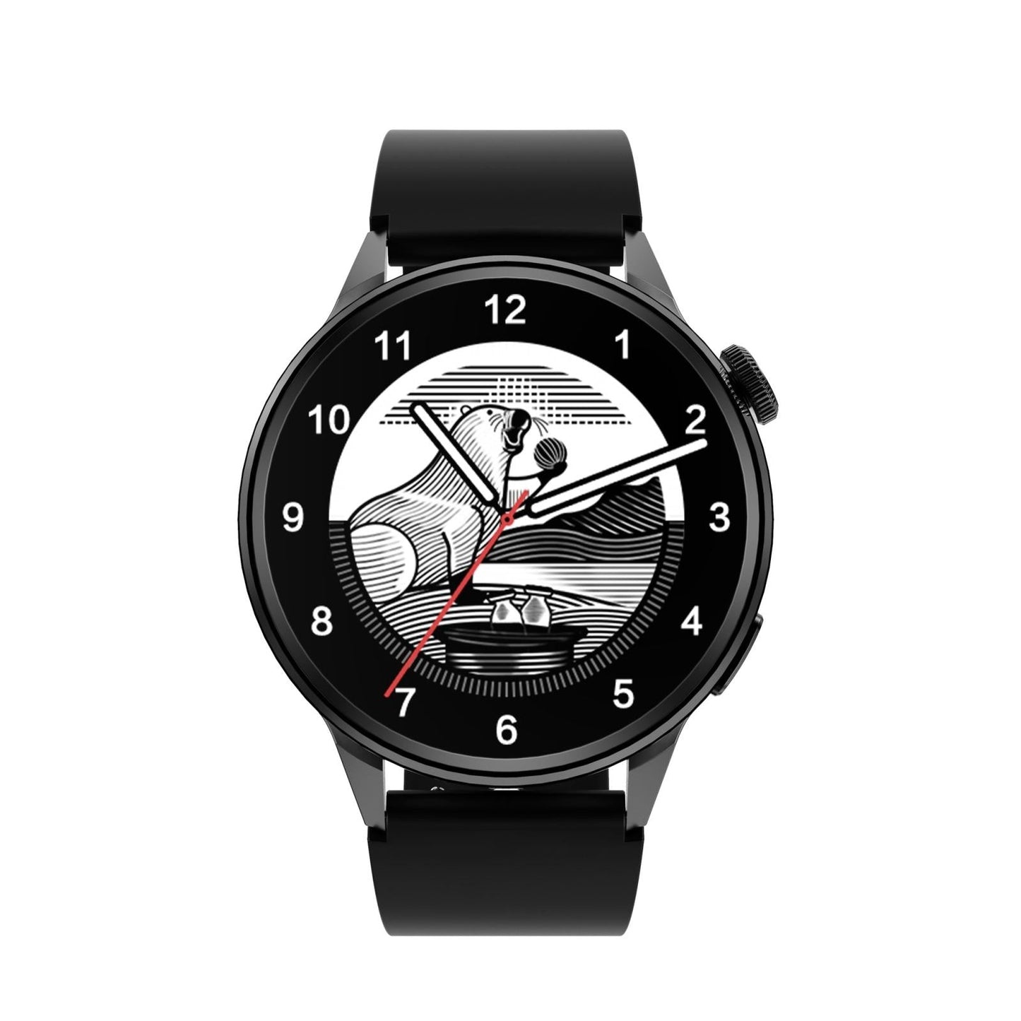 Silicone Band Smart Watch With Colour Screen - Black