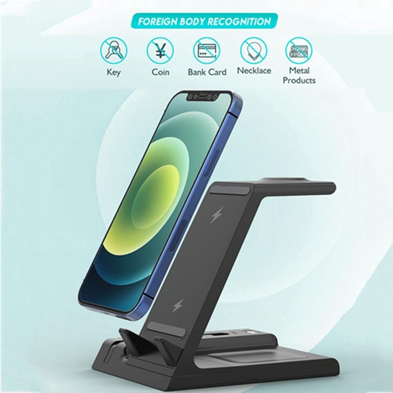6 In 1 Fast Wireless Charger Stand Black