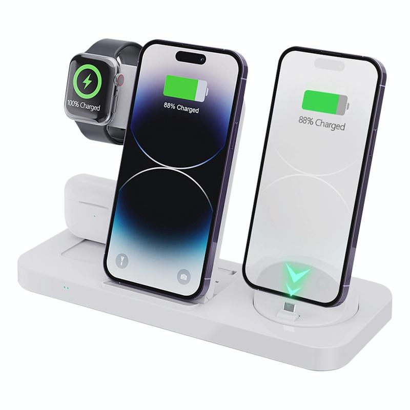 6 In 1 Foldable Vertical Wireless Charger - Black