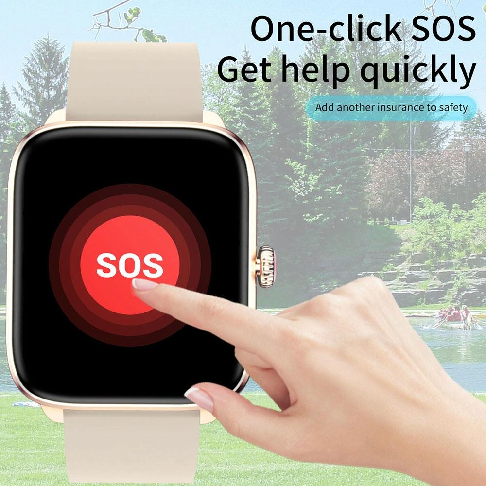 1.96 Inch Ip67 Waterproof Silicone Band Smart Watch Supports Dual-Mode Bluetooth Call / Heart Rate Monitoring - Gold