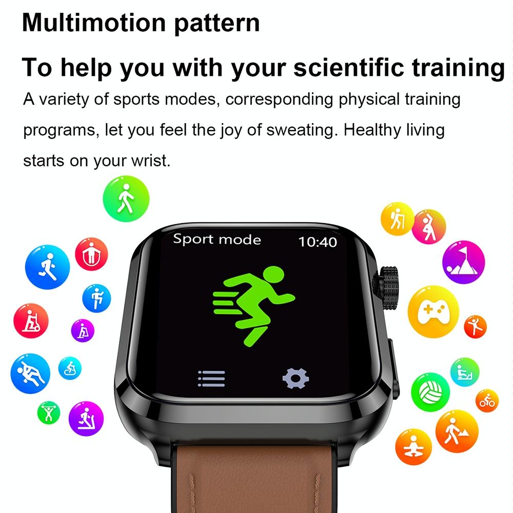 1.91 Inch Ips Screen Ip67 Waterproof Silicone Band Smart Watch Support Body Temperature Monitoring / Ecg - Dark Blue