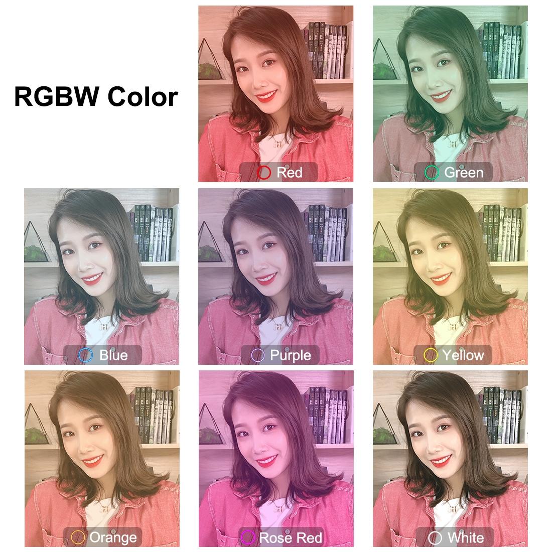 Vlogging 直播智慧型手機視訊設備,配備 4.7 吋 RGBW 環形 LED 自拍燈、麥克風和袖珍三腳架安裝套件 - 藍色