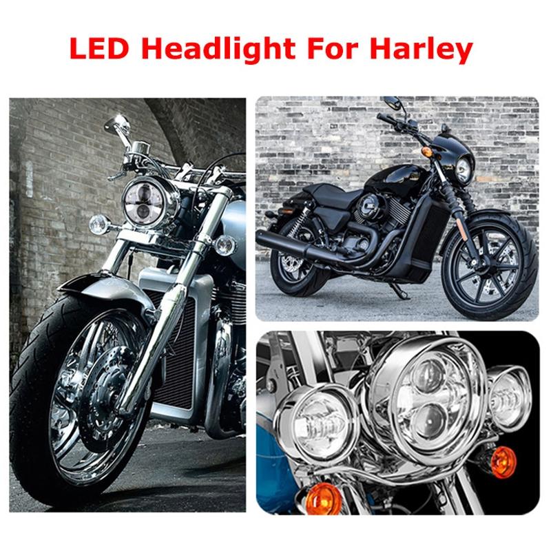 5.75 Inch Dc12V 6000K - 6500K 40W Car Led Headlight For Harley Silver