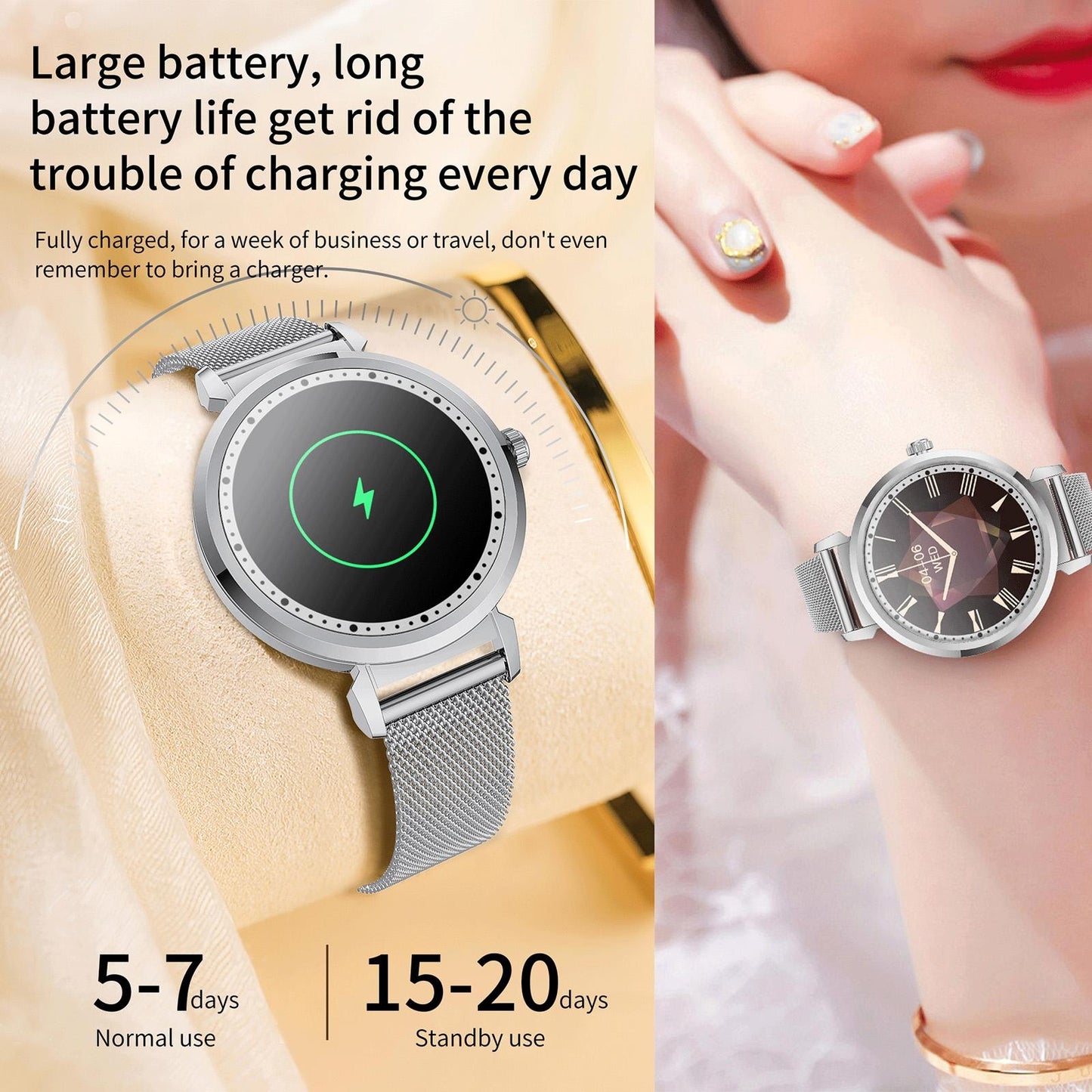 Health Monitoring Smart Watch With Heart Rate And Blood Pressure Options