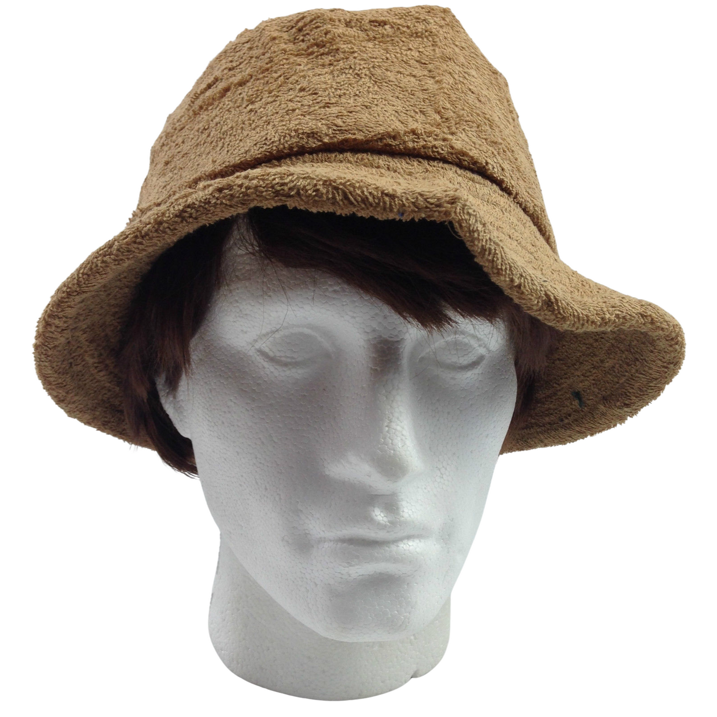 Terry Towelling BUCKET HAT Daggy Fishing Camping Lad Cap Retro 100% COTTON - Tan Brown - XXL