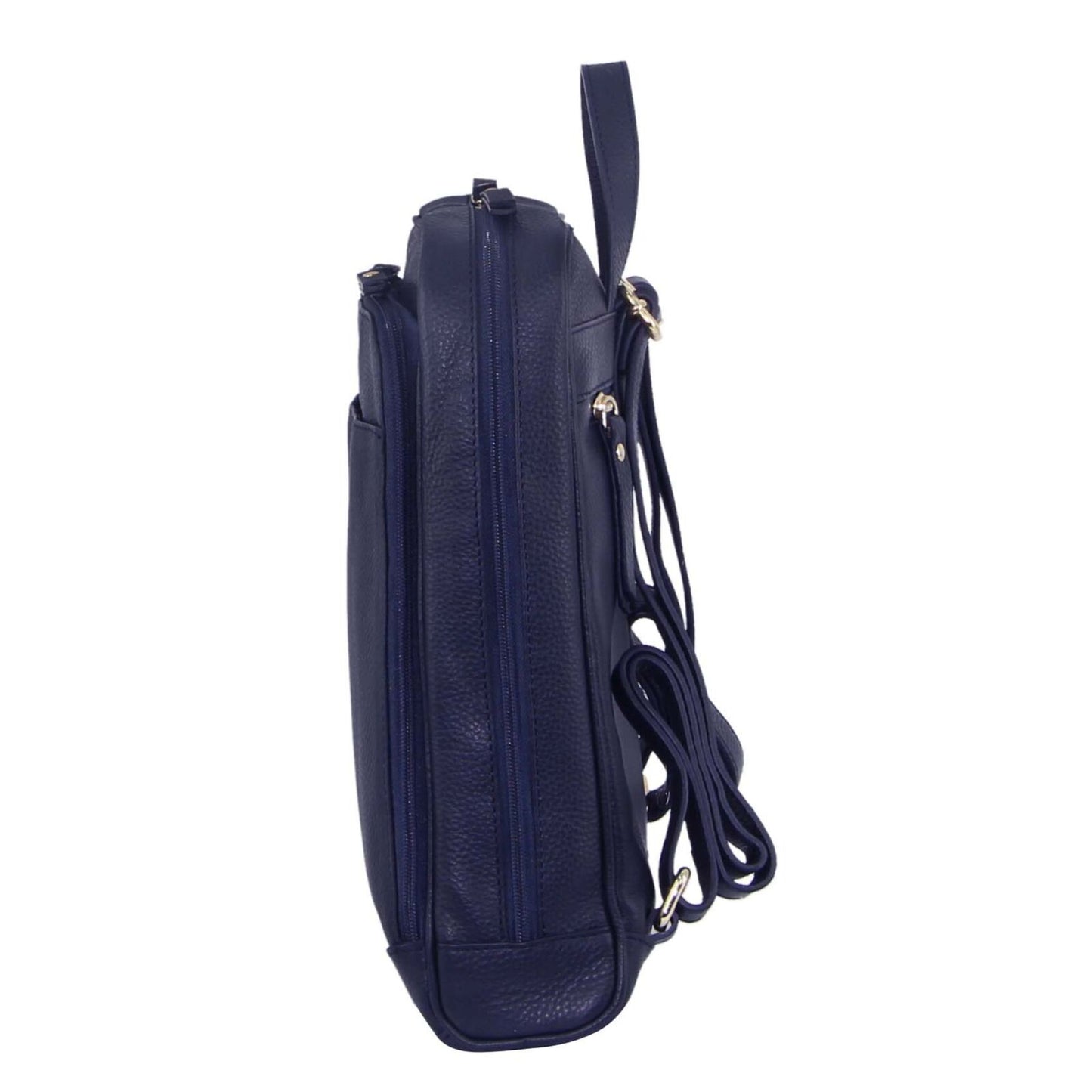 Pierre Cardin Rustic Womens Leather Backpack Bag Handbag Back Pack Travel - Navy