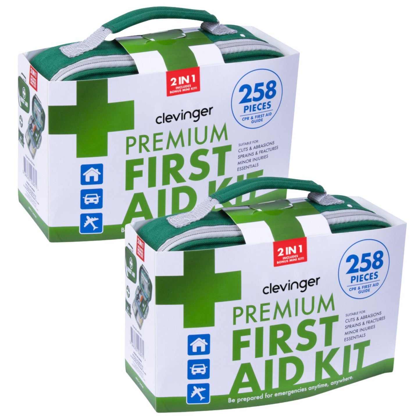 First Aid Kit 2x 258pcs Premium Medical Travel Set