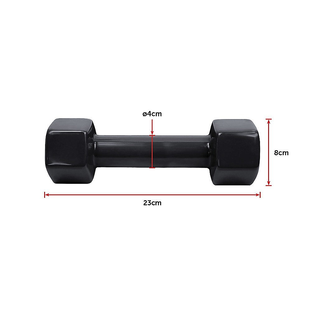 Hex Dumbbell Set PVC-5kg Pair- Black