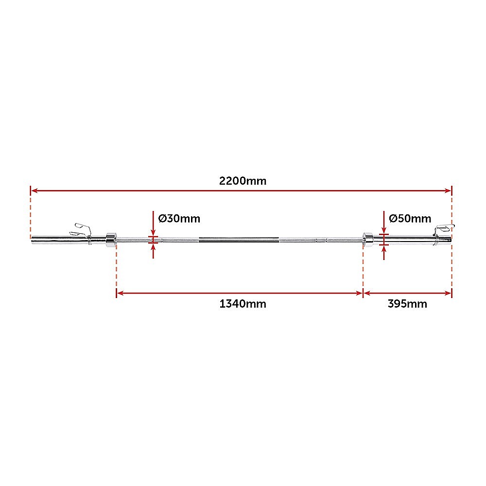 Measurement chart of a metal rod with dimensions on a white background