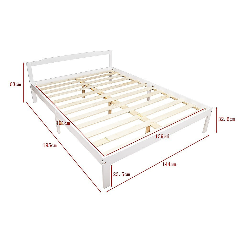 Double Wooden Bed Double Frame Home Furniture White