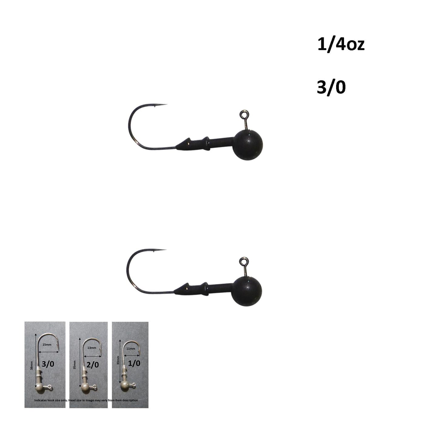 Vike 1/4 oz Round Jig Head with a Size 3/0 Hook Tungsten, 2 pack