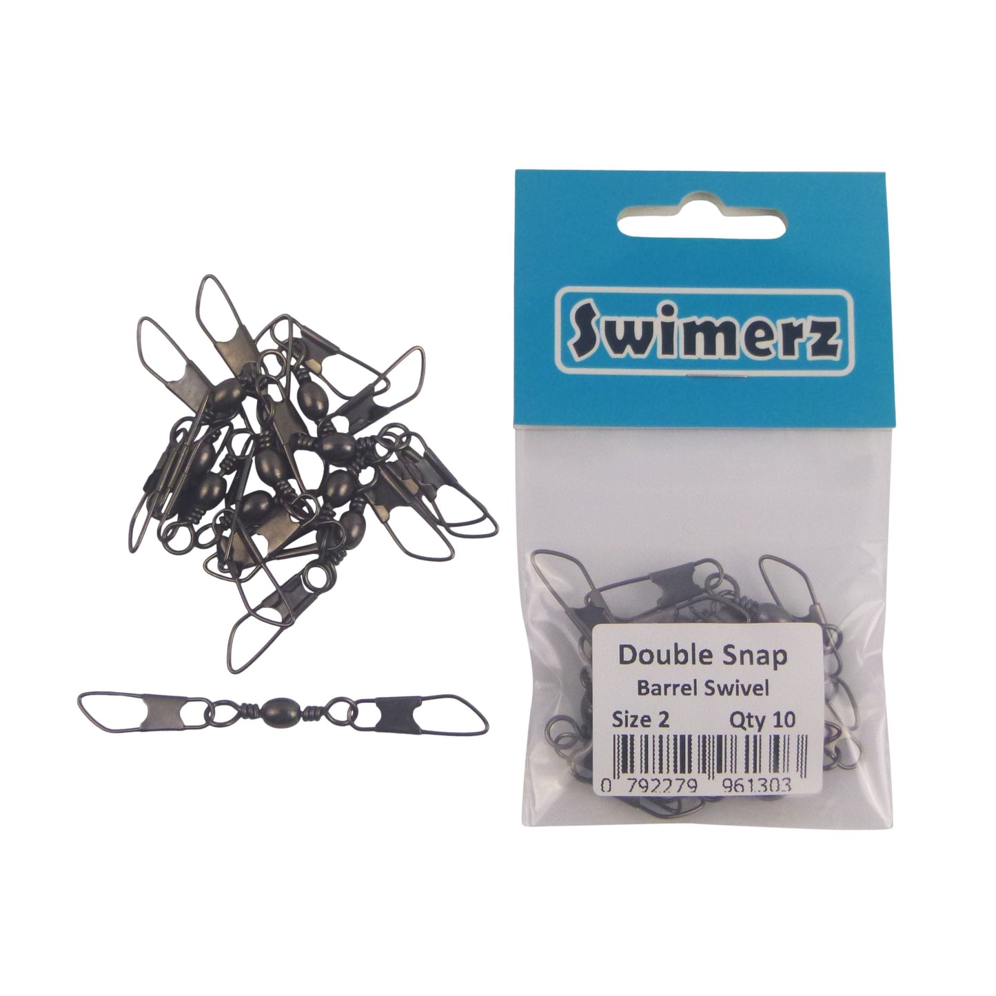 Swimerz Double Snap Barrel Swivels, Size 2, 10 pack