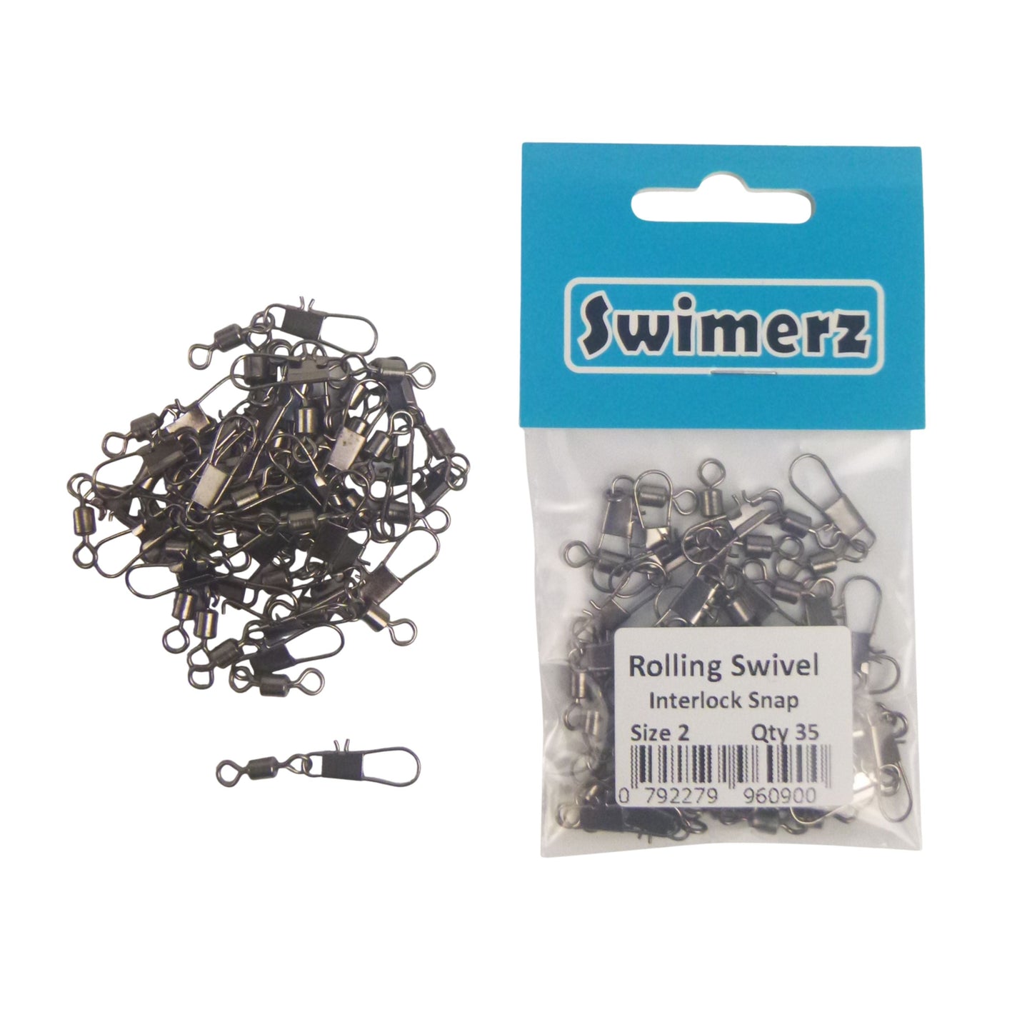 Swimerz Rolling Swivel w Interlock Snap, Size 2, 35 pack