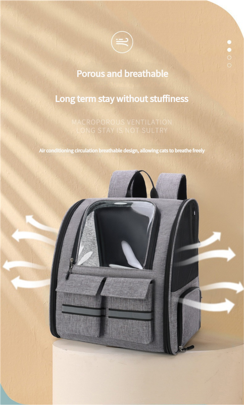 Grey Collapsible Pet Carrier Backpack with Trolley Sleeve - Factory Direct Shop