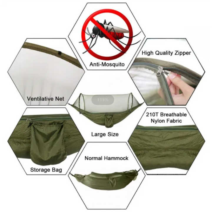 Camping Hammock Automatic Pop-Up Mosquito Net Hammock for Outdoor Camping