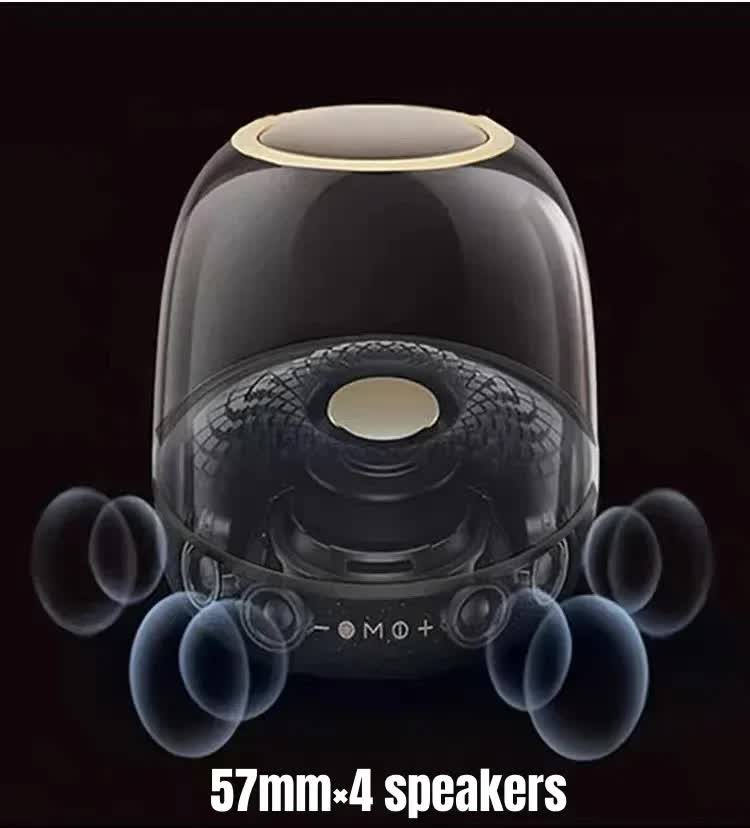 LP90 White 360° Bluetooth Home Theater Speaker w/ 1 Mic, LED Lights, 120W Surround Sound