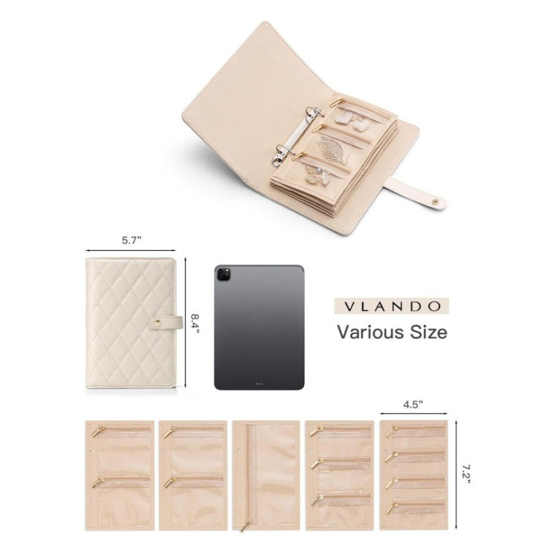 1 Piece Off White Luxury Leather Loose-Leaf Jewelry Organizer