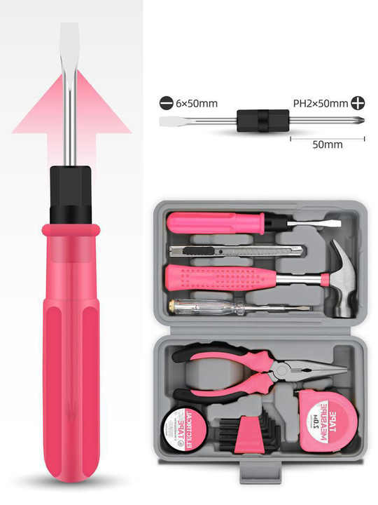 13-Piece Pink Household Tool Set
