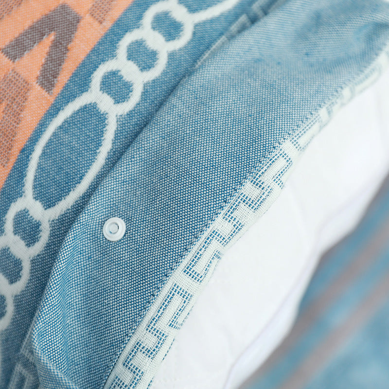 Gray Twill Snap-On Cotton Gauze Pillowcase Set - Full Coverage, Non-Slip, Easy Closure (One pair without pillow core)