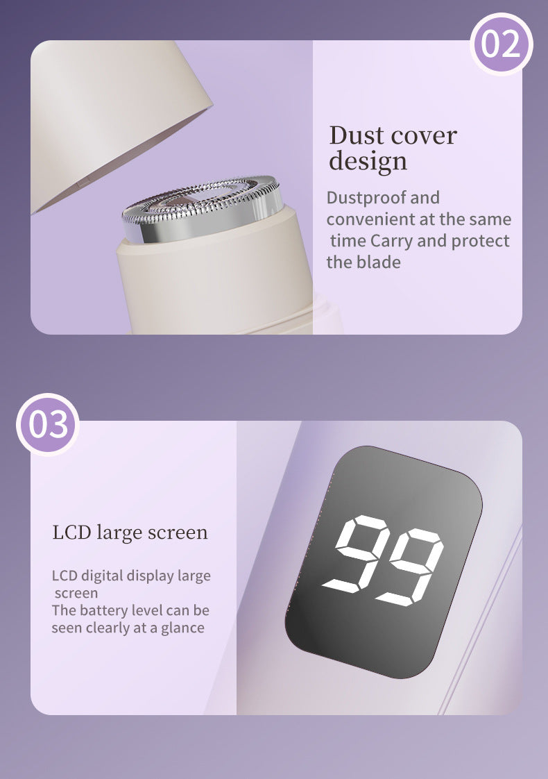 Gradient pink Women's Multifunctional Electric Shaver - Type-C Rechargeable Hair Remover with Display