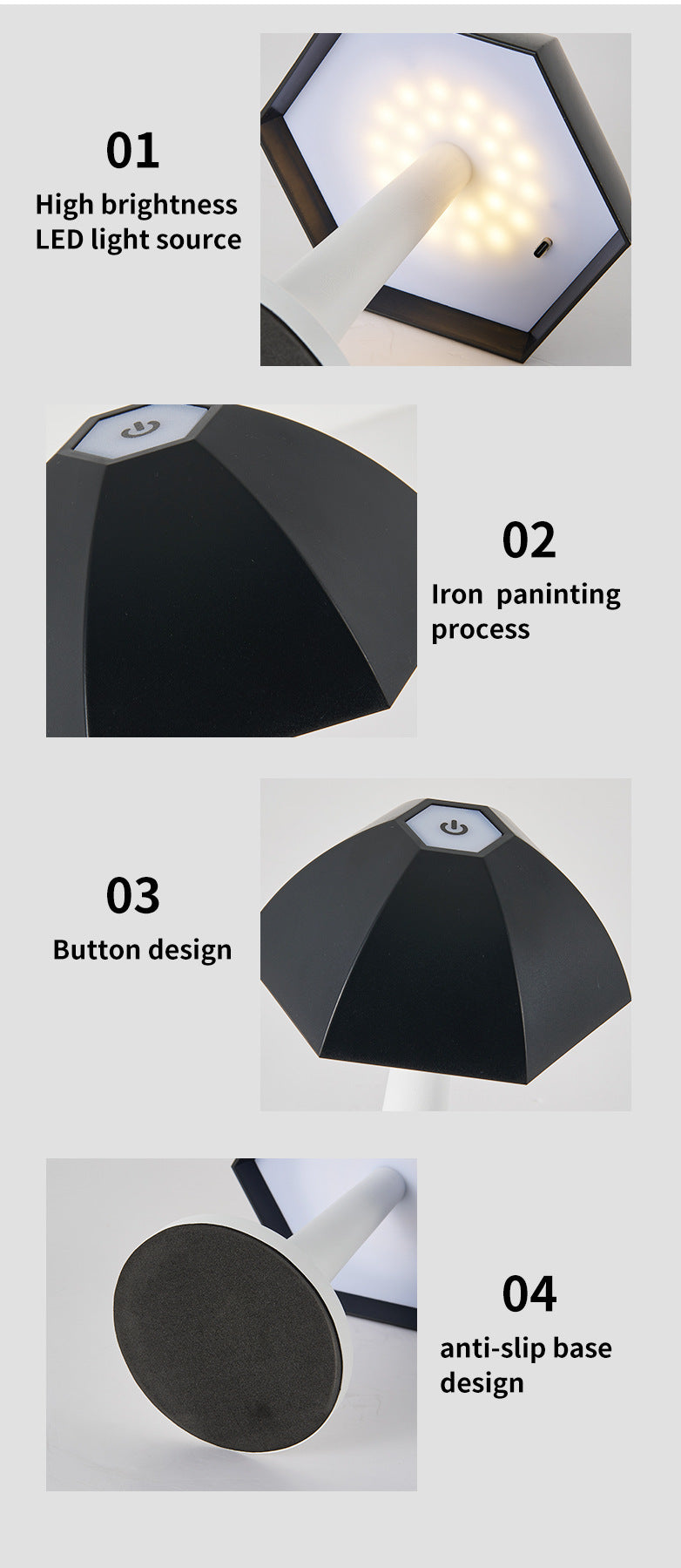 Blue And White Nordic Umbrella Mushroom Table Lamp - Dimmable Ambient Light