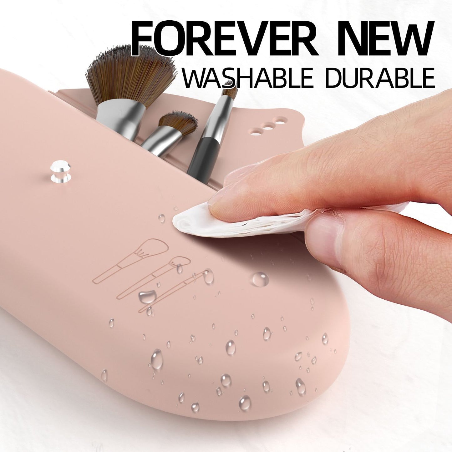 2 Pcs Pink Elegant Silicone Makeup Brush Storage Case - Travel-Friendly, Dustproof, and Multi-Functional