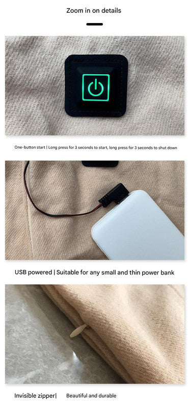 Heated Electric Scarf Light Blue Plaid