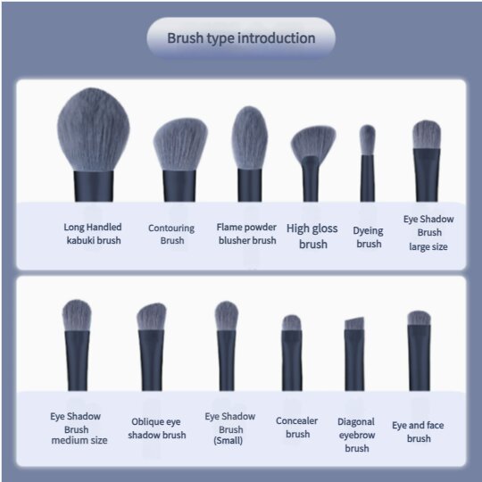 Brown Professional 12 Piece Makeup Brush Kit - Soft Synthetic Brushes for Face & Eyes