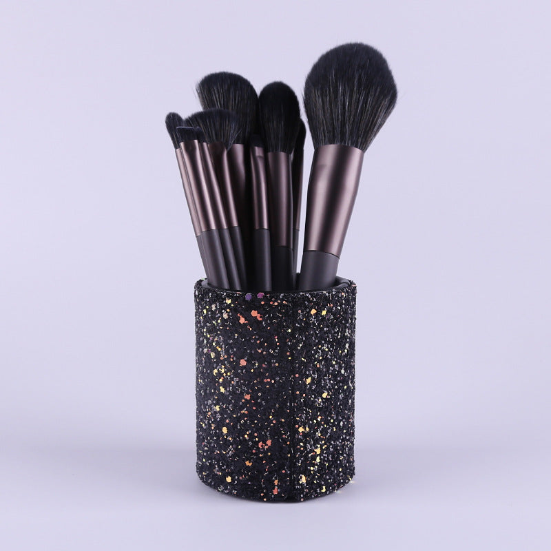 Modern Gray (Brush + Bucket) 10 Piece Face Eye Makeup Brush Set